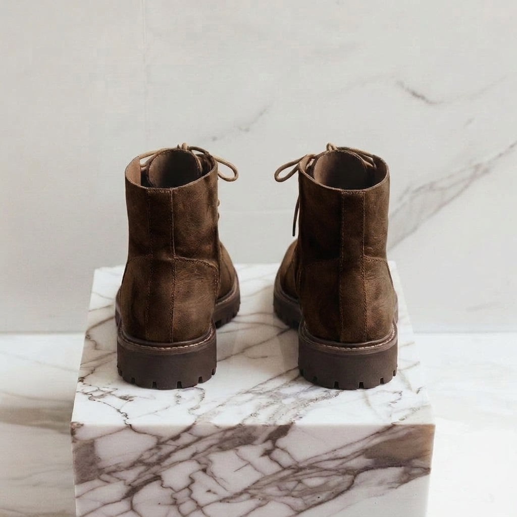 Brown Nubuck Leather Arturo Combat Boot