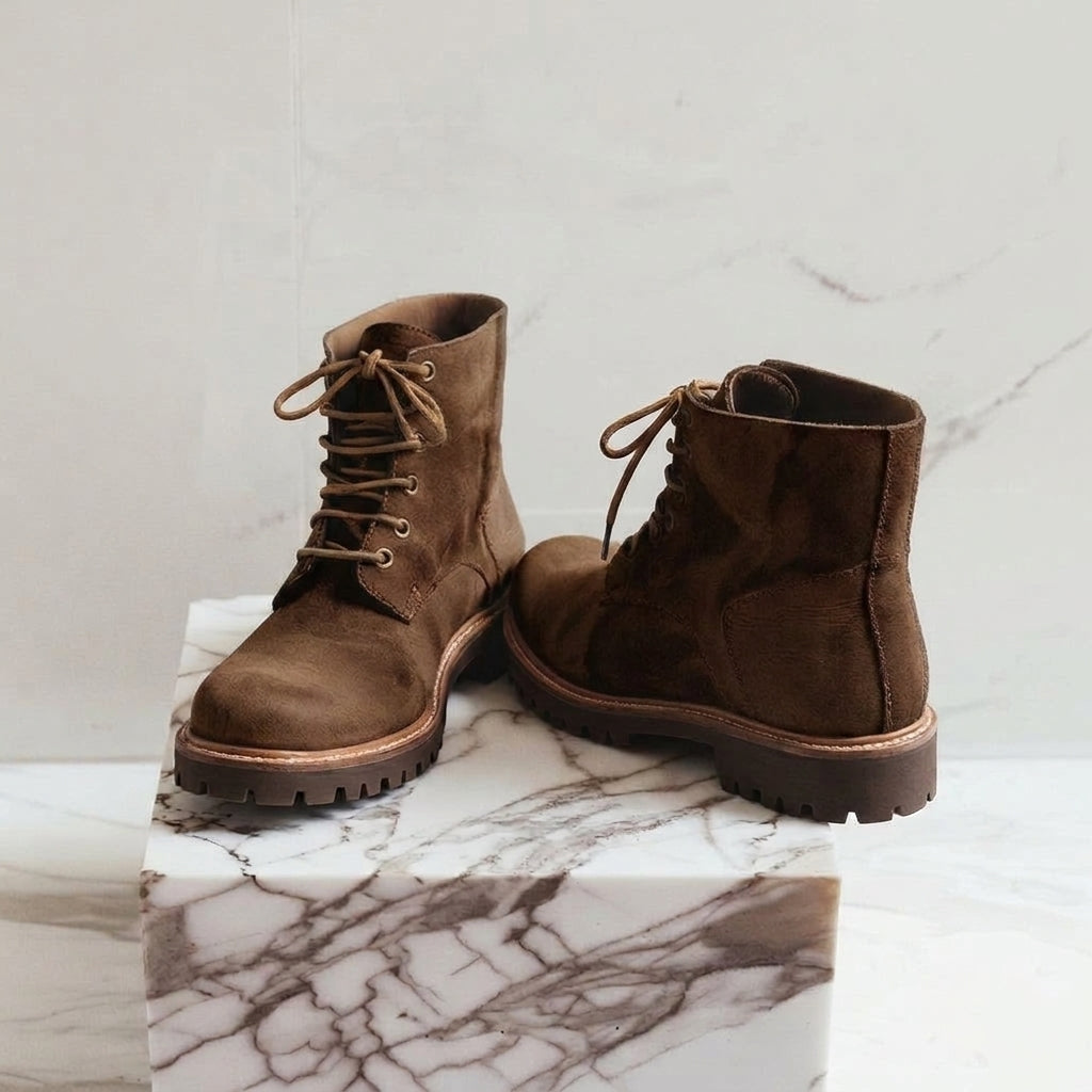 Brown Nubuck Leather Arturo Combat Boot