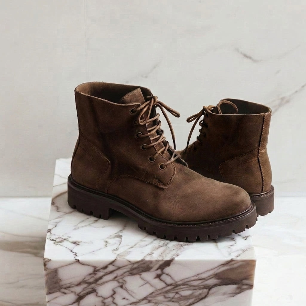 Brown Nubuck Leather Arturo Combat Boot