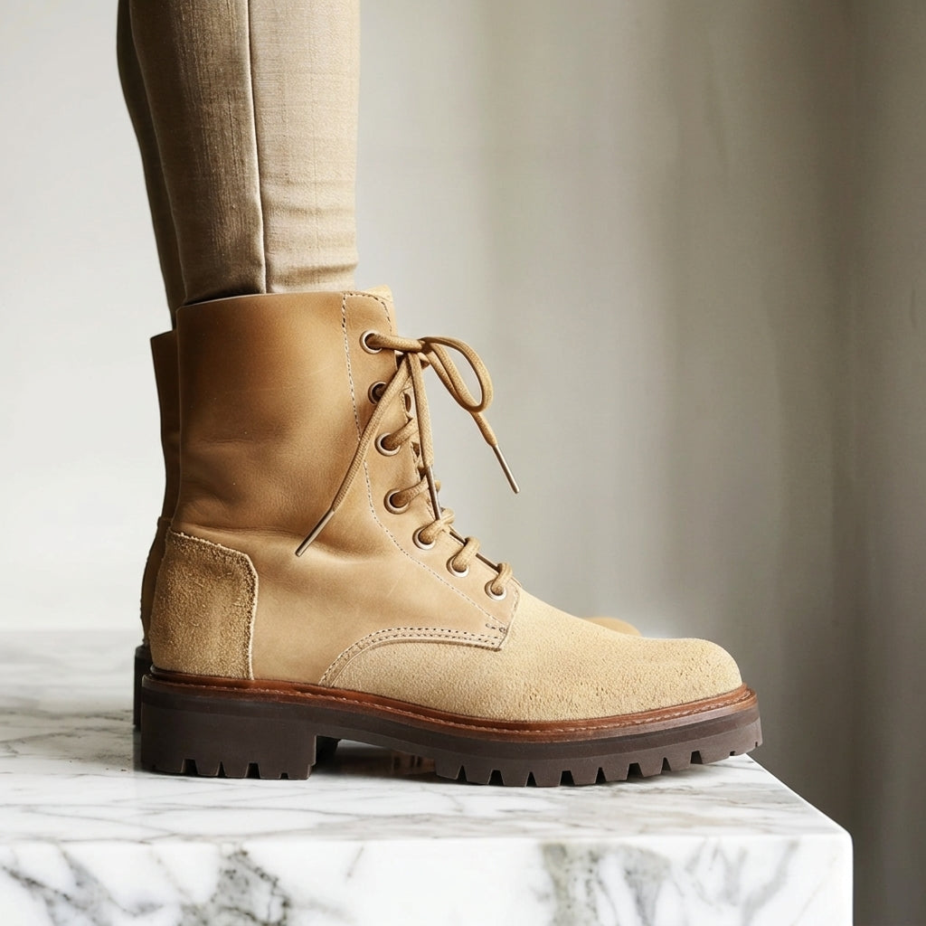 Tan Nubuck Leather Claudio Combat Boot