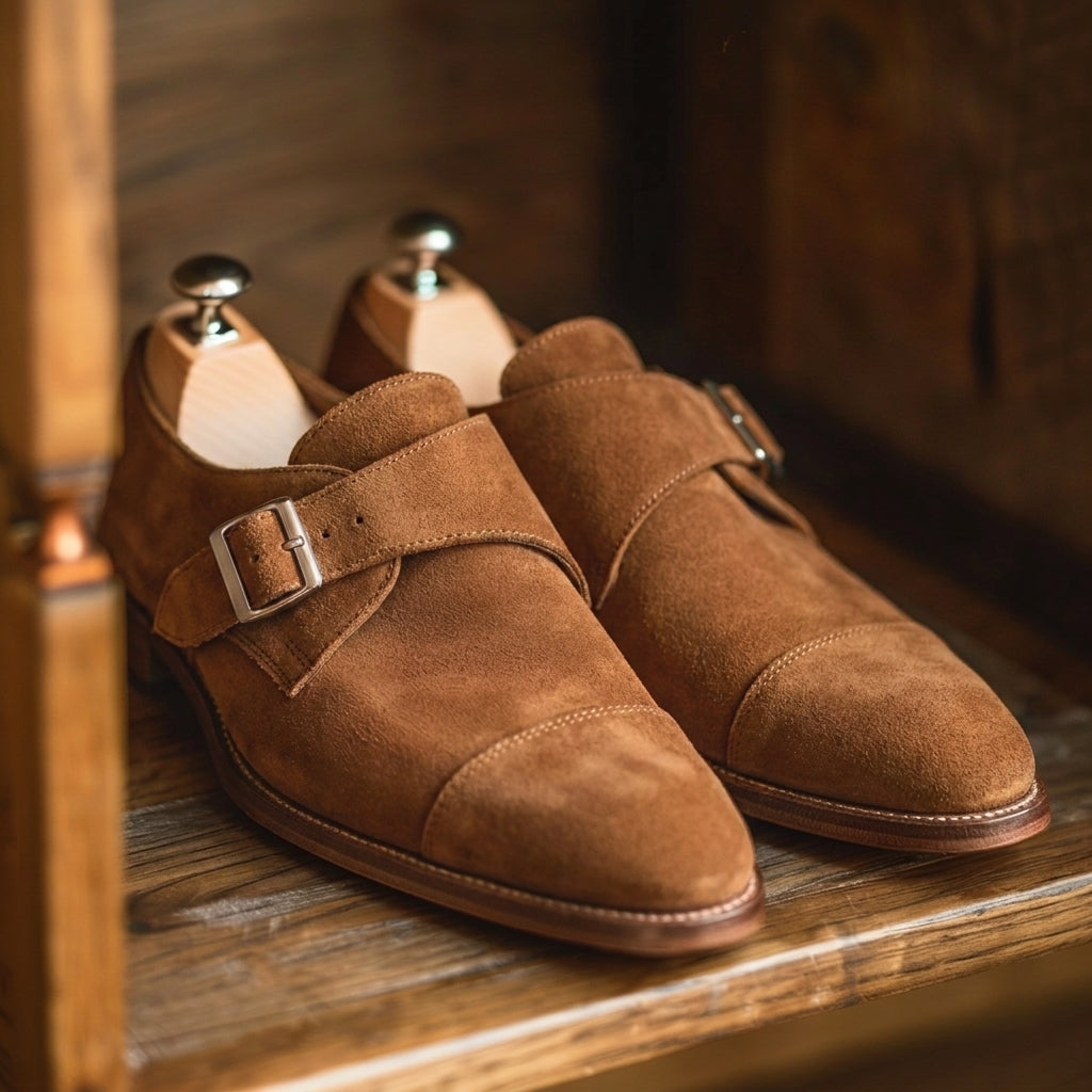 Brown Nubuck Leather Nicola Monk Straps