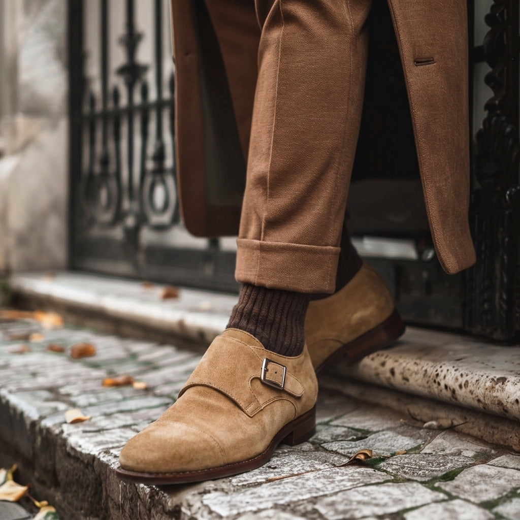 Brown Nubuck Leather Pasquale Monk Straps