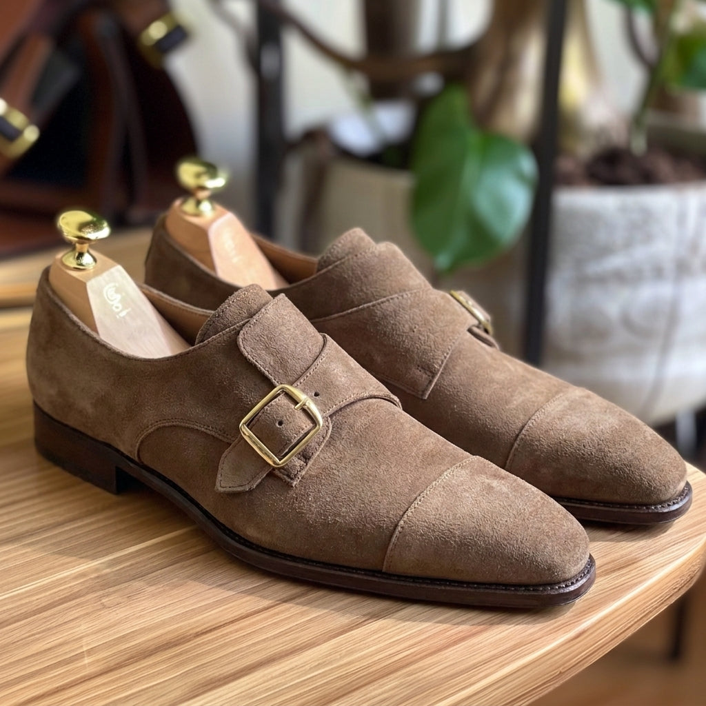 Brown Nubuck Leather Raffaele Monk Strap