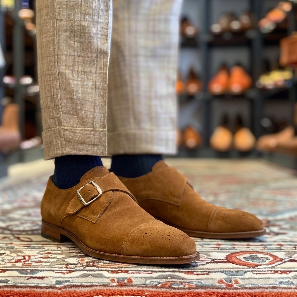 Tan Nubuck Leather Riccardo Monk Strap