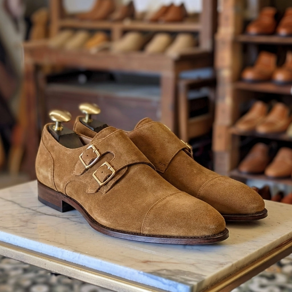 Tan Nubuck Leather Romeo Monk Strap