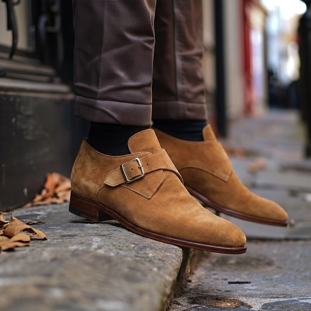 Tan Nubuck Leather Saverio Monk Strap