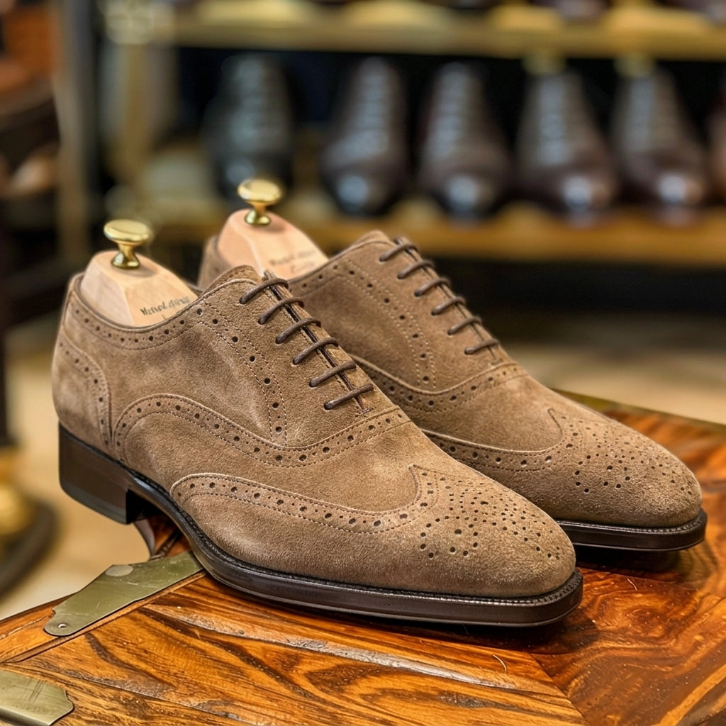 Brown Nubuck Leather Benigno Oxfords