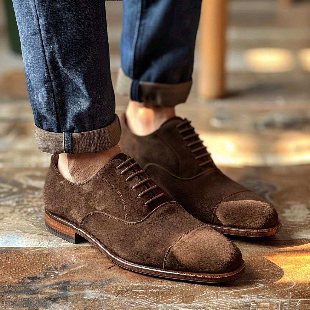 Brown Nubuck Leather Calogero Oxfords