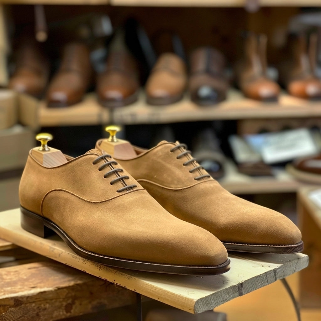 Brown Nubuck Leather Carmelo Oxfords