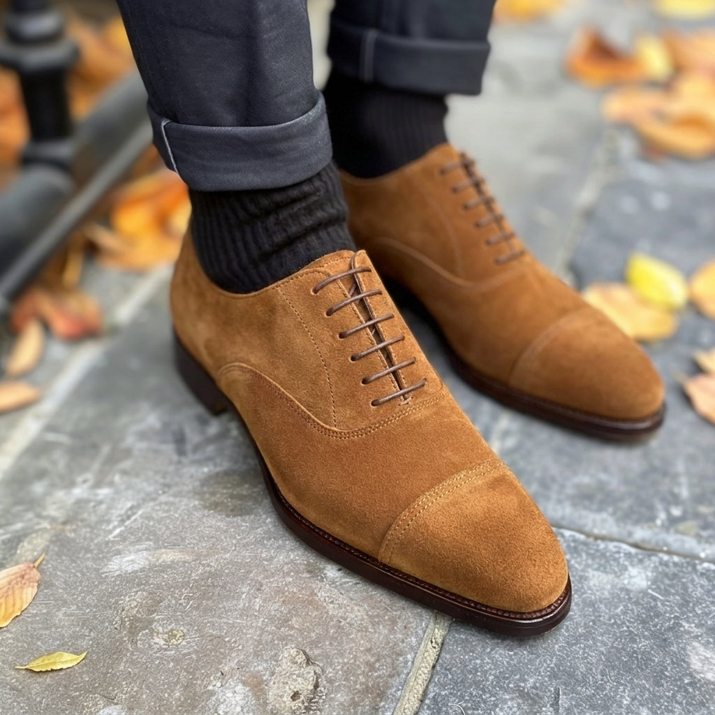 Brown Nubuck Leather Clemente Oxfords