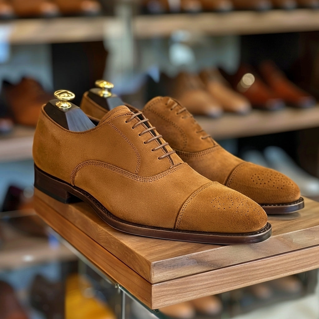 Tan Nubuck Leather Edgardo Oxfords
