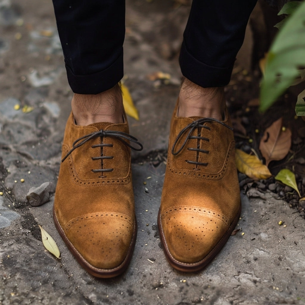 Tan Nubuck Leather Elpidio Oxfords