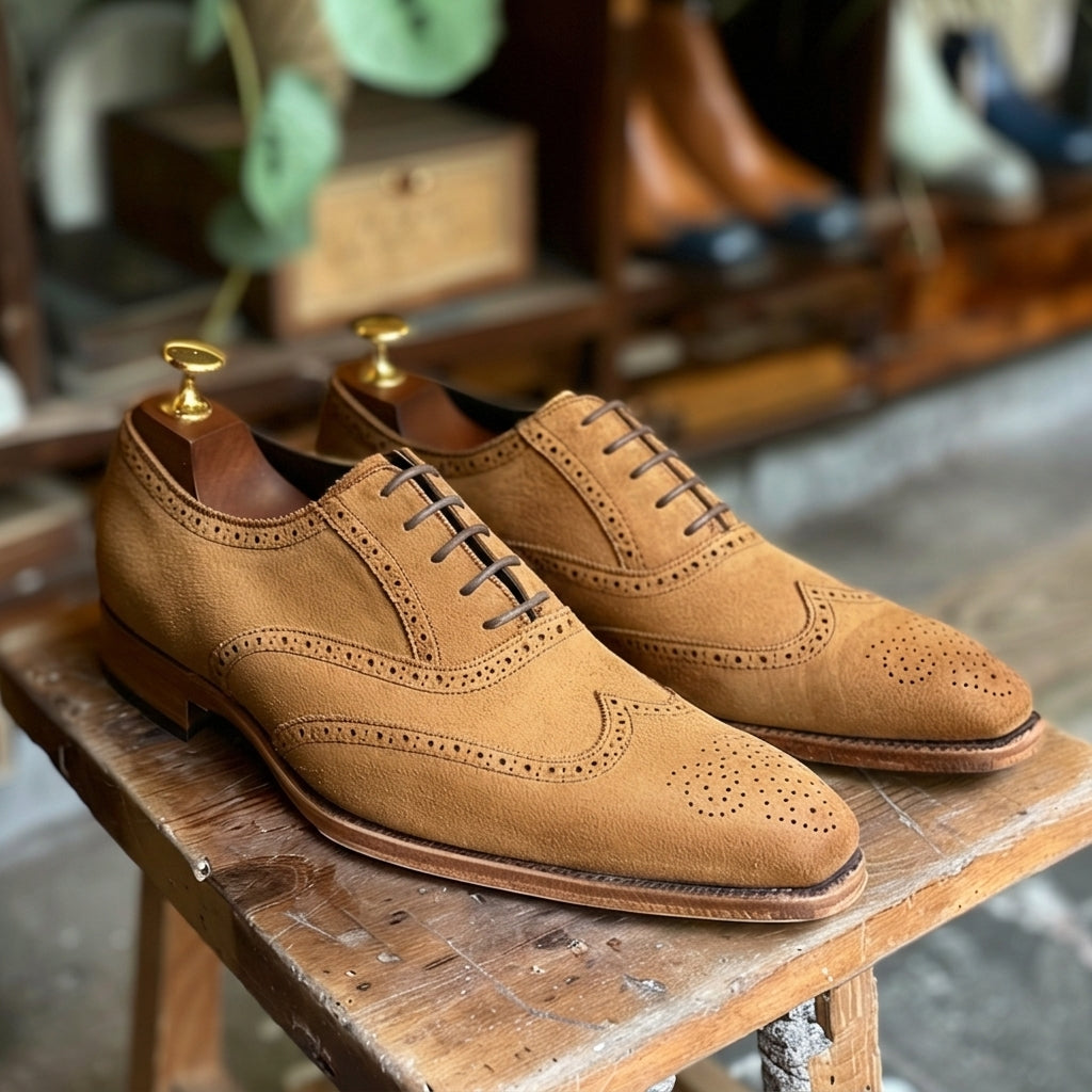 Tan Nubuck Leather Ercole Oxfords