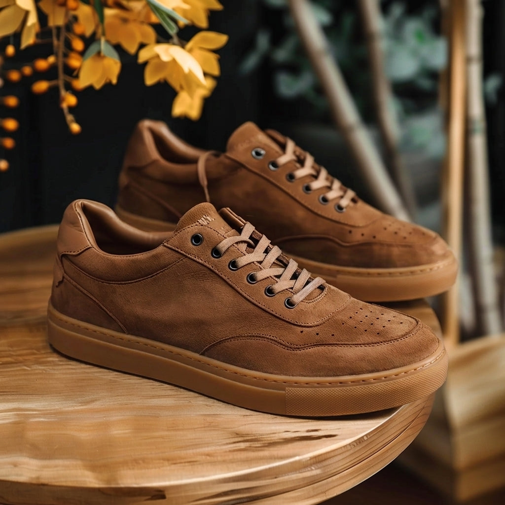 Brown Nubuck Leather Ippolito Sneakers