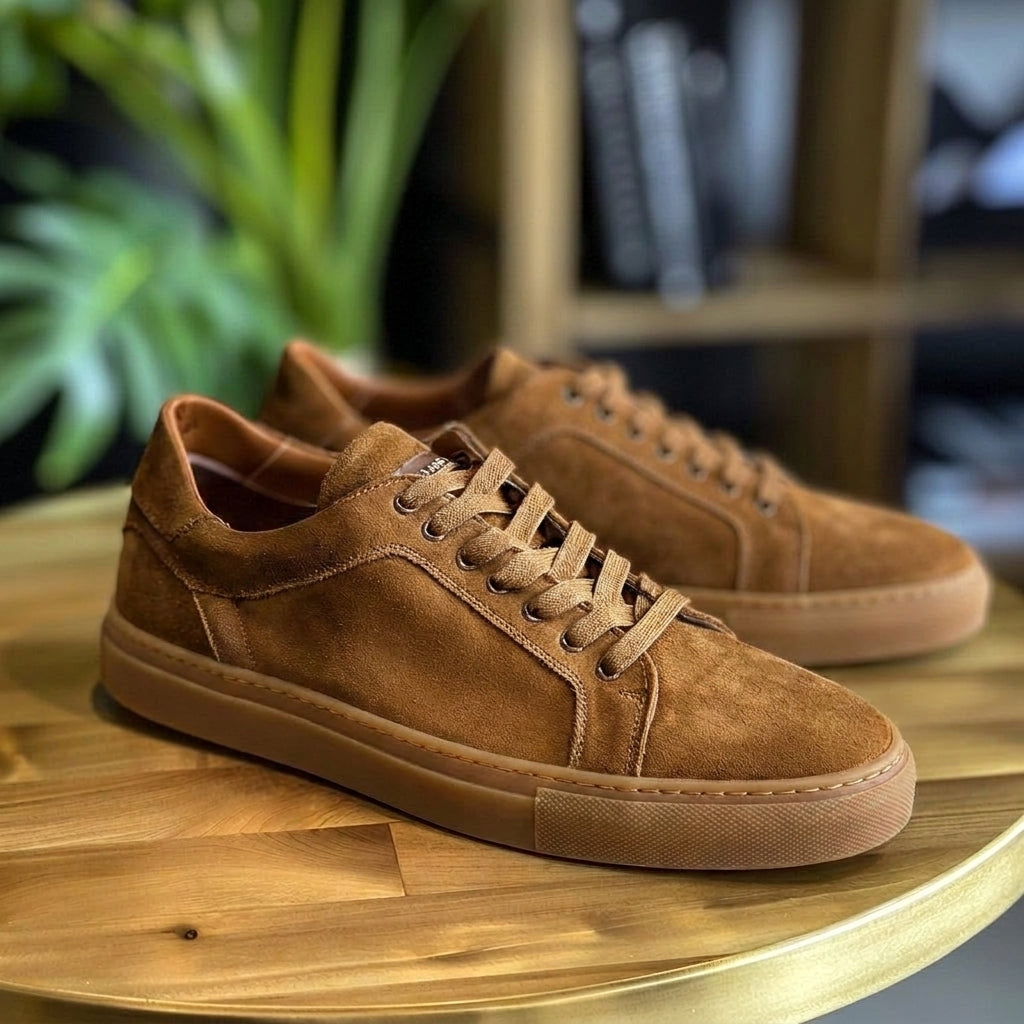 Tan Nubuck Leather Lanfranco Sneakers