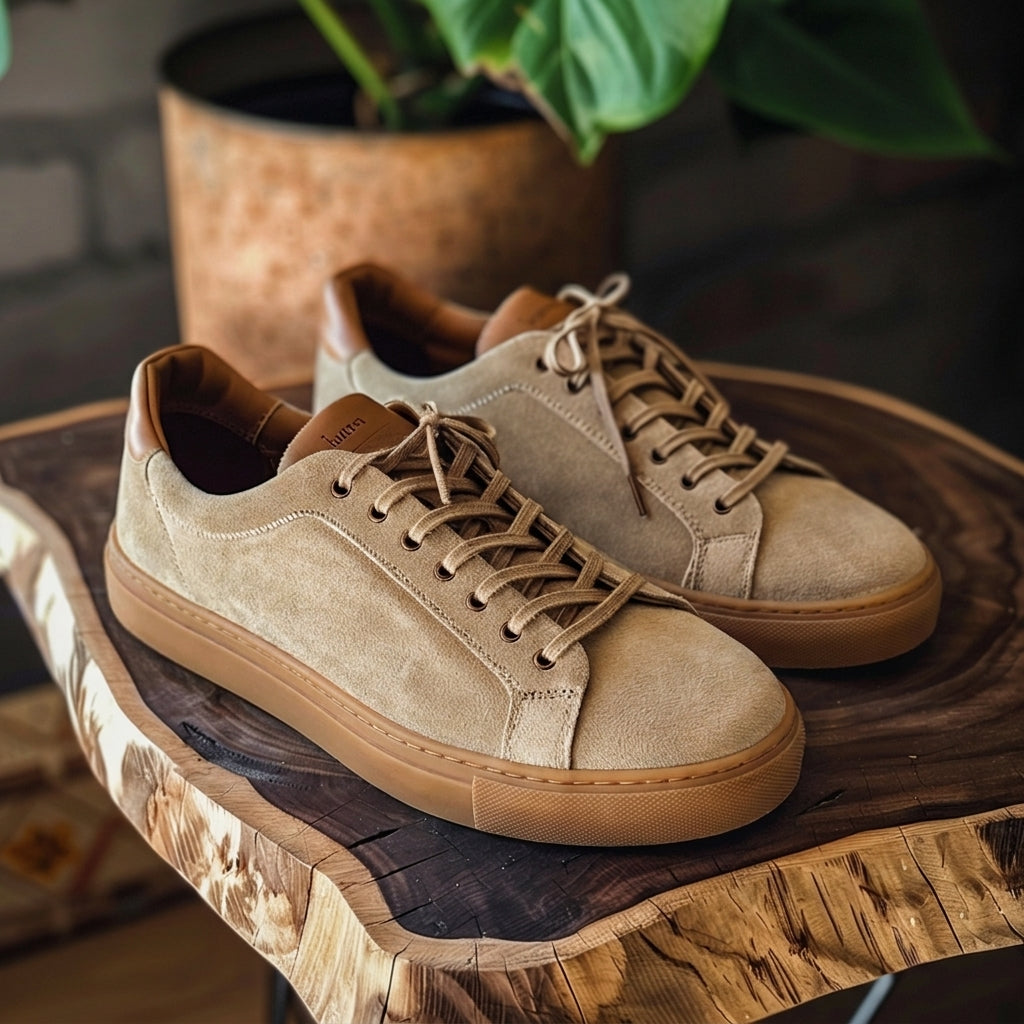 Tan Nubuck Leather Lino Sneakers