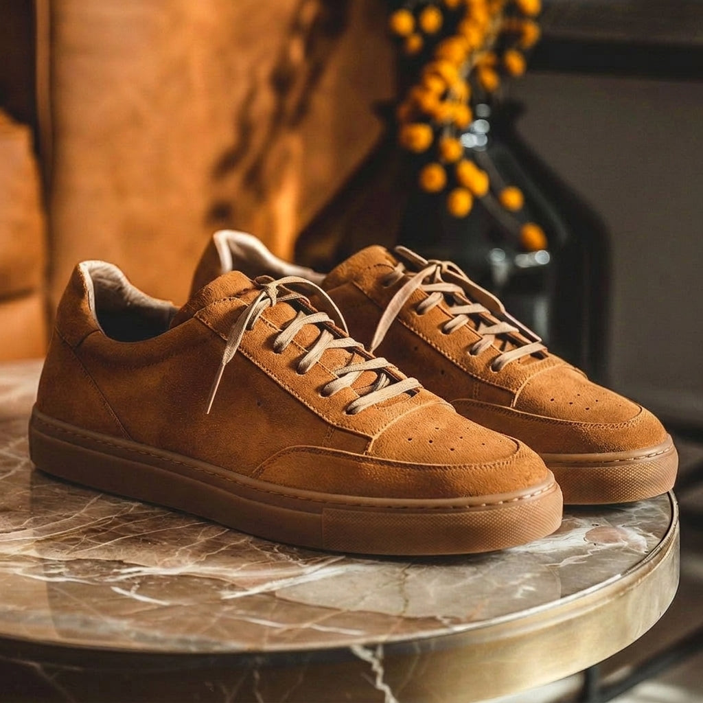 Tan Nubuck Leather Livio Sneakers