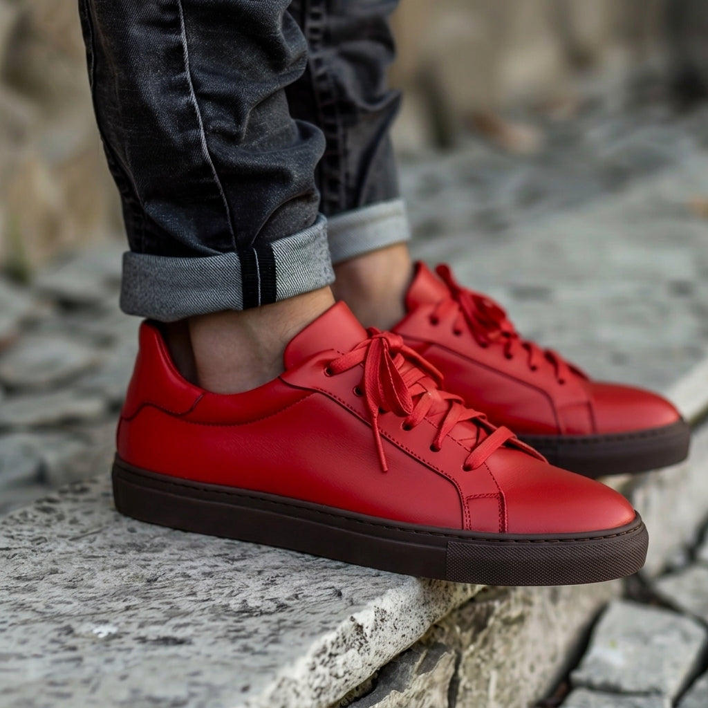 Red Leather Mattia Sneakers