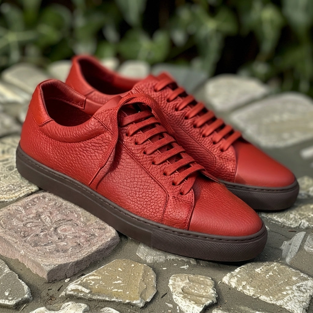 Red Leather Mirco Sneakers