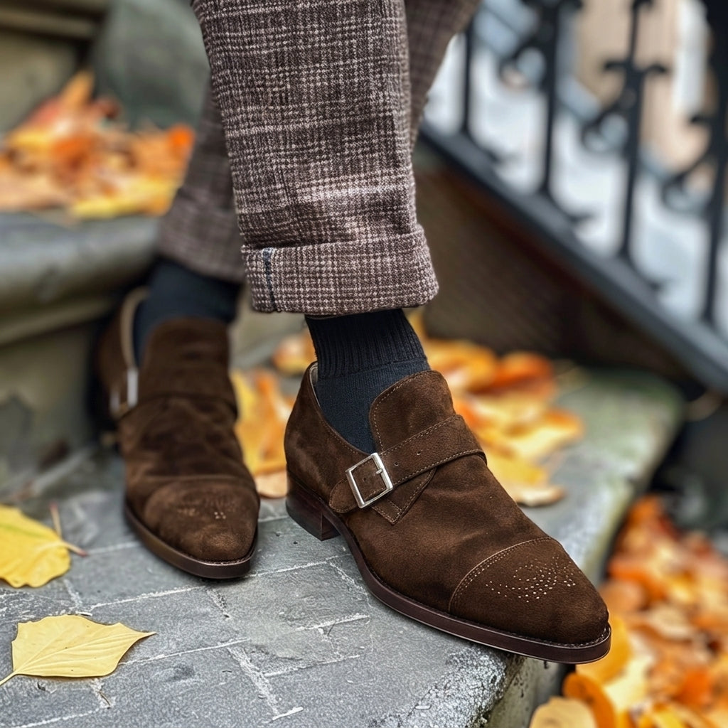 Brown Suede Ubaldo Monk Straps