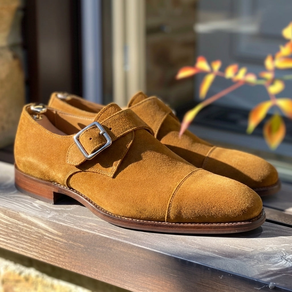 Cream Suede Abondio Monk Straps