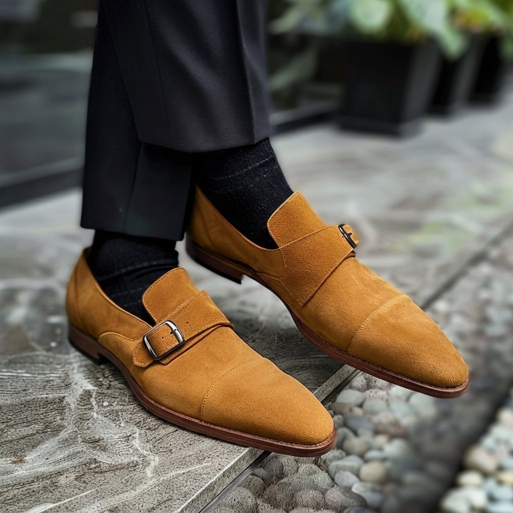 Cream Suede Acilio Monk Straps