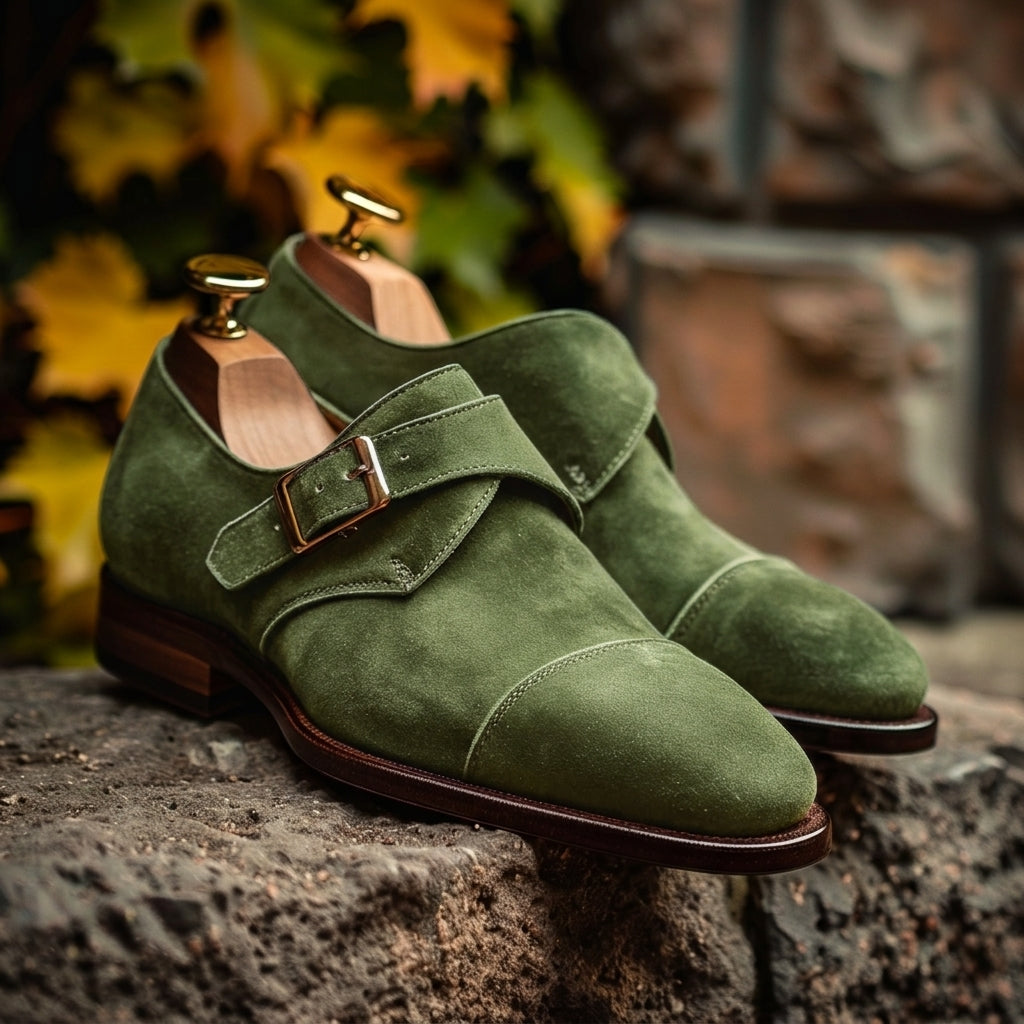 Cream Suede Aegidio  Monk Straps