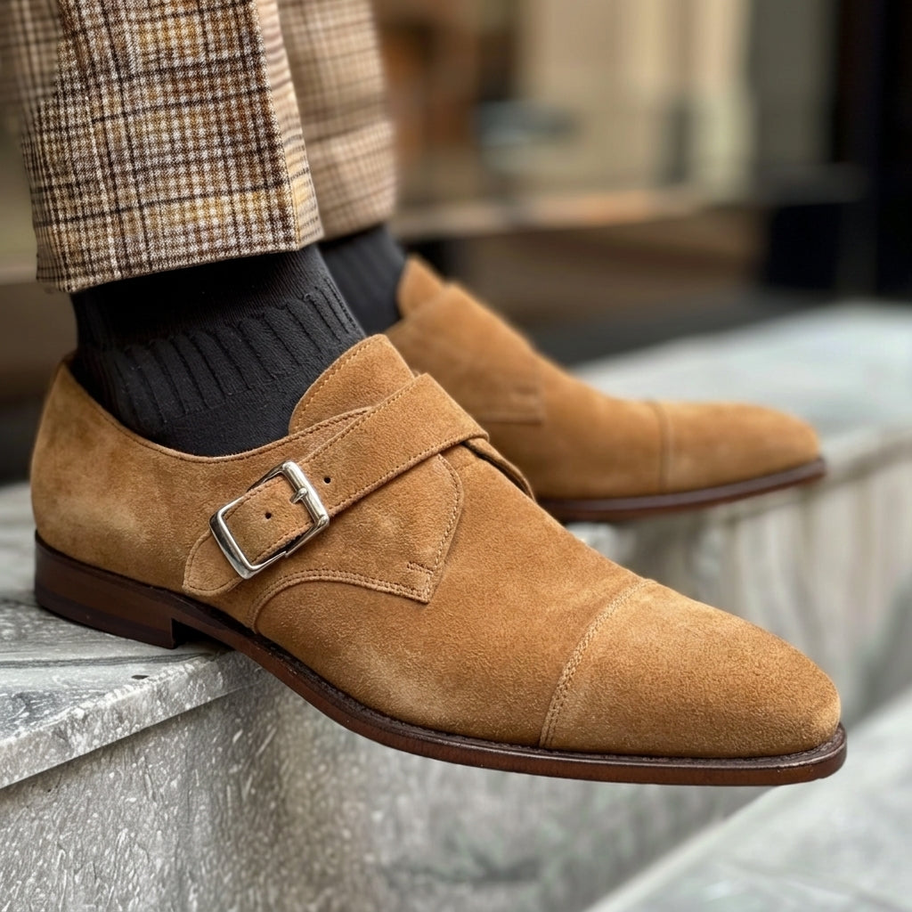 Tan Suede Alfeo Monk Straps