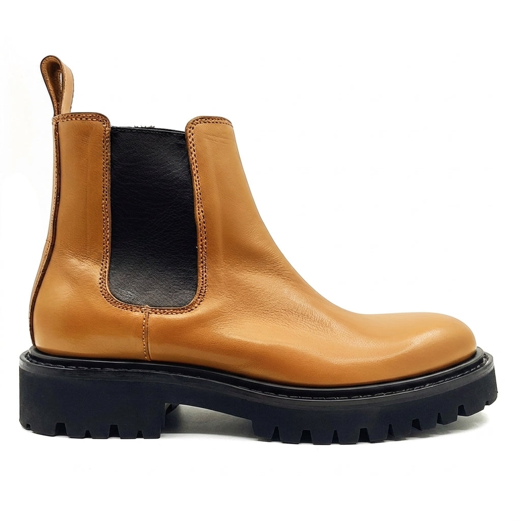 Tan Leather Ariberto With Thick Sole Chelsea Boot