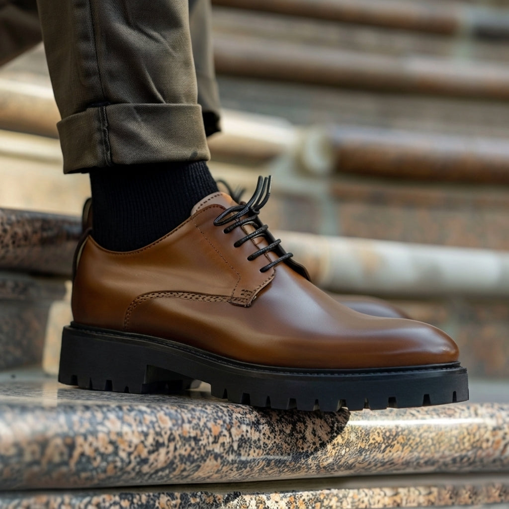 Black Leather Drayton One Cut Oxfords - Formal Shoes