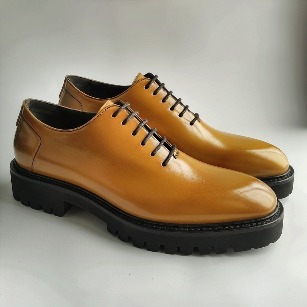 Tan Leather Celso With Thick Sole Oxford Shoe