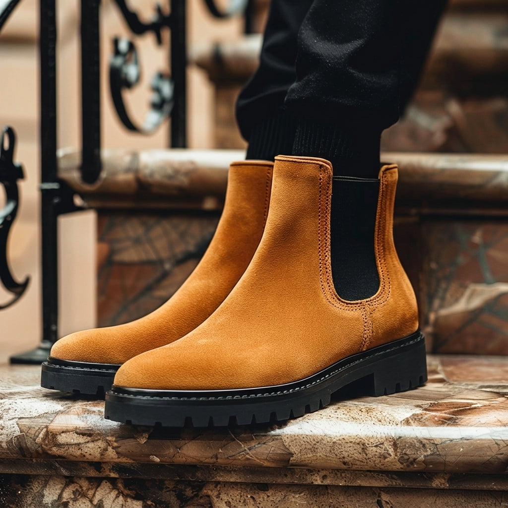Tan Leather Flaviano With Thick Sole Zipper Boots