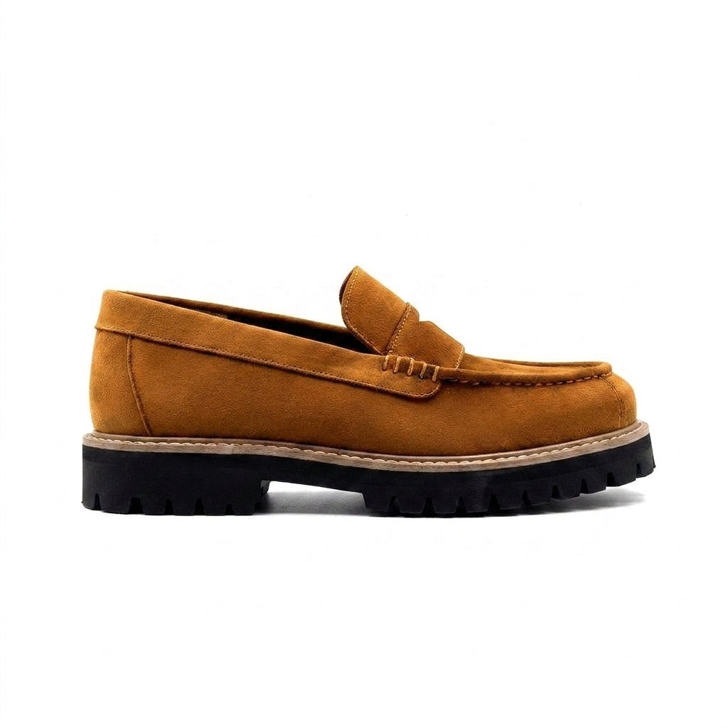Brown Suede Leather Gennaro With Thick Sole Loafers