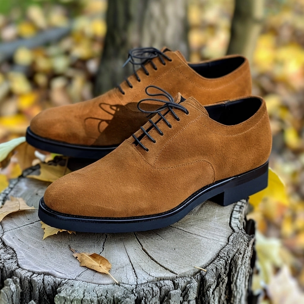Tan Suede Leather Italo With Thick Sole Oxford