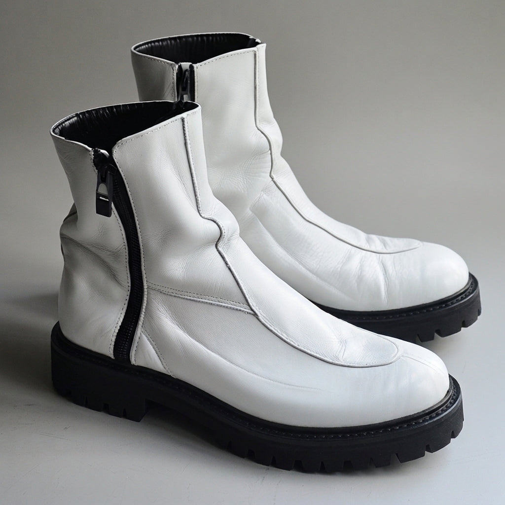 White Alfredo  Zipper Boots