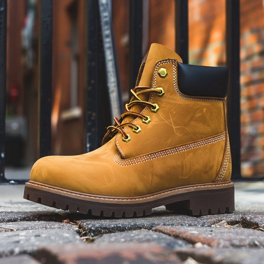 Tan Nubuck Leather Armonia Ankle Rugged Lace Up Combat Hiking Boots with Chunky Track Sole