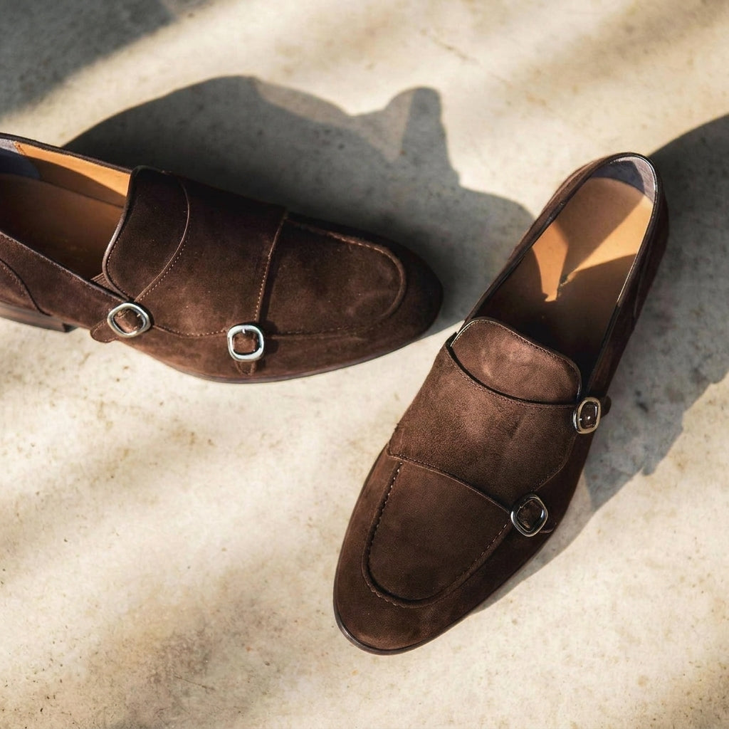 Brown Suede Lungo Monk Straps