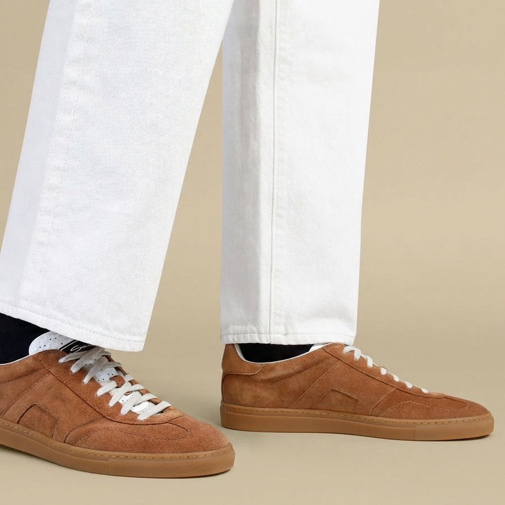Tan Suede Leather Isola With Rubber Sole Sneakers
