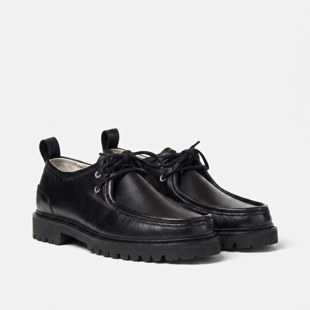 Black Leather Gloria With Black Sole Boat Shoe