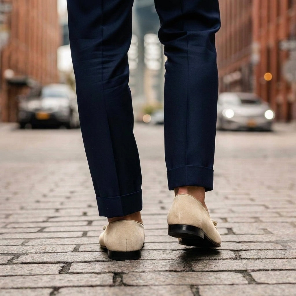 Beige Suede Leather Fresco Loafers : The Dapper Edit