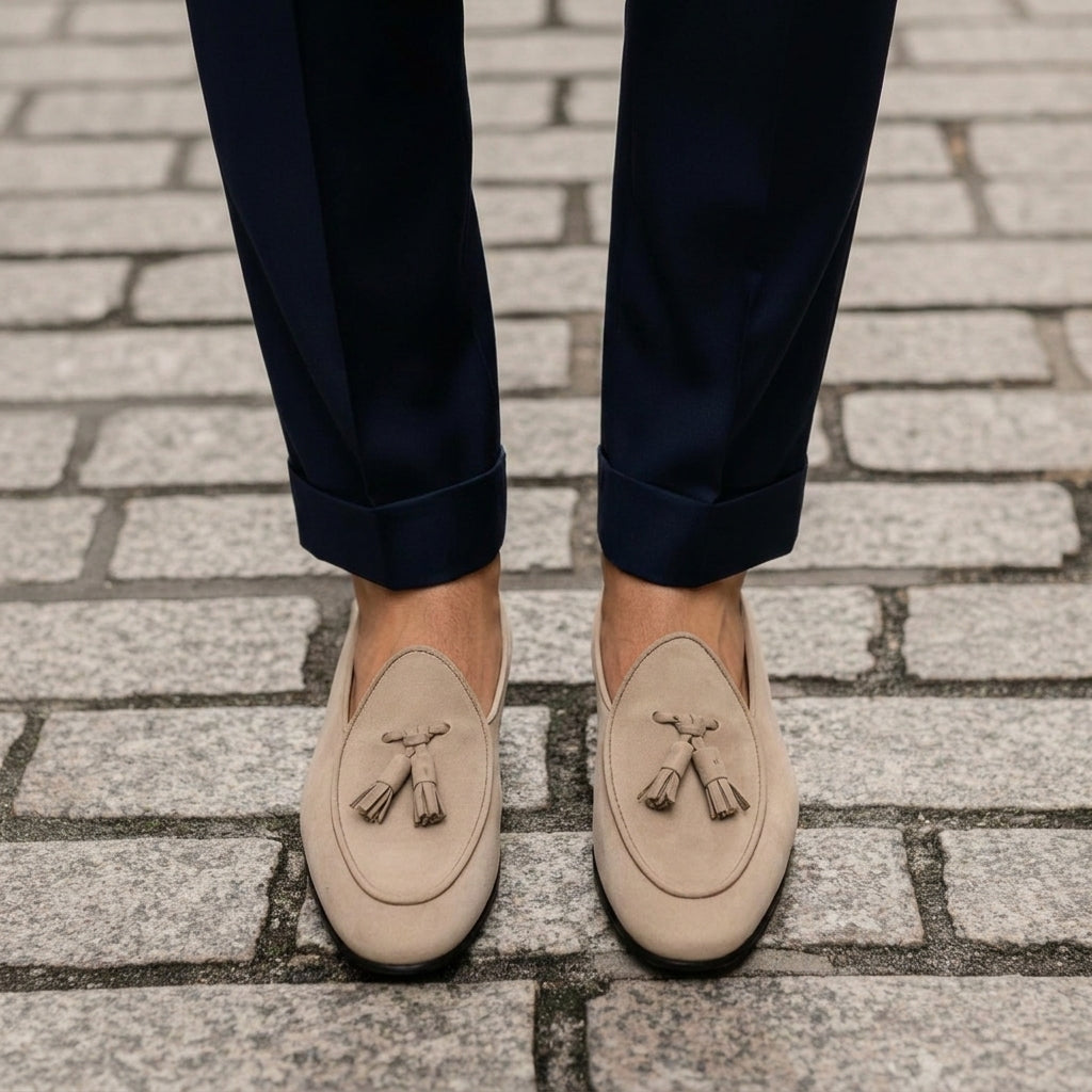 Beige Suede Leather Fresco Loafers : The Dapper Edit
