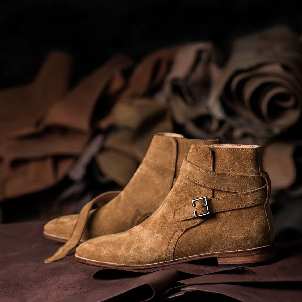 Height Increasing Tan Suede Albon Slip On Jodhpur Boots