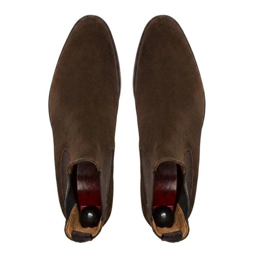 Height Increasing Brown Suede Fenland Slip On Chelsea Boots