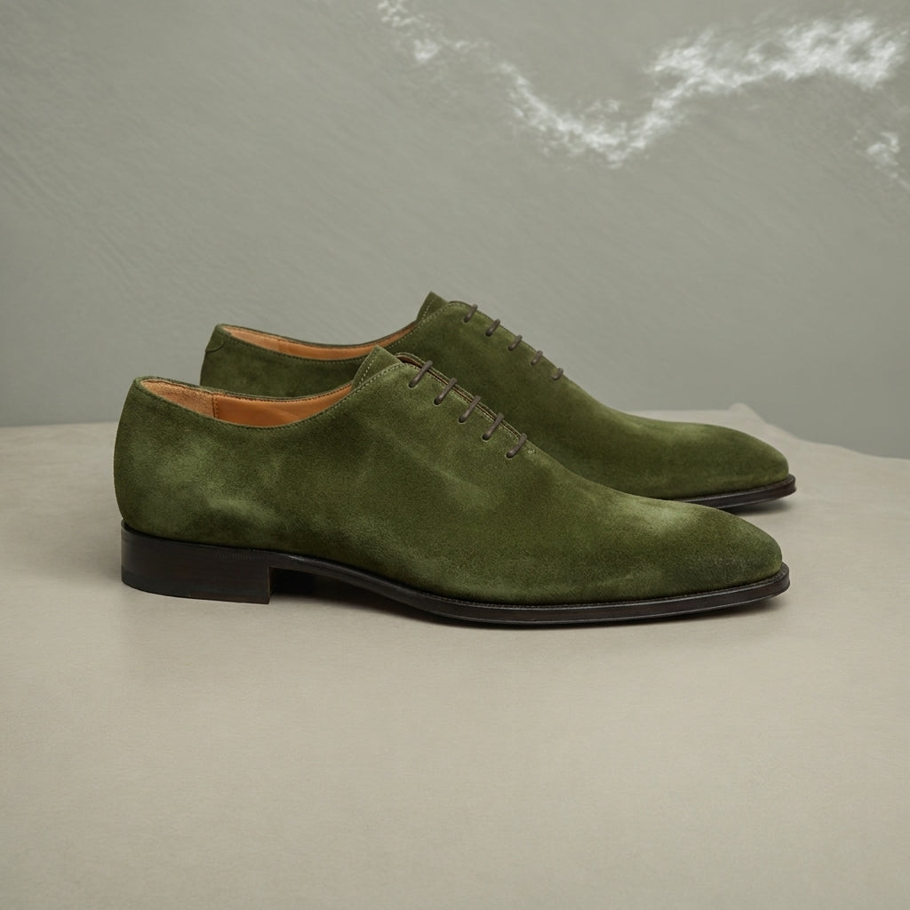 Green Suede Leather Nandes Oxford Shoes