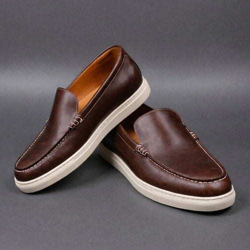 Brown Leather Magnus Slip On Sneakers