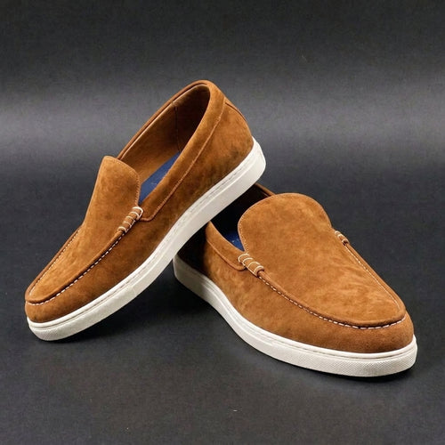 Brown Suede Leather Magnus Slip On Sneakers