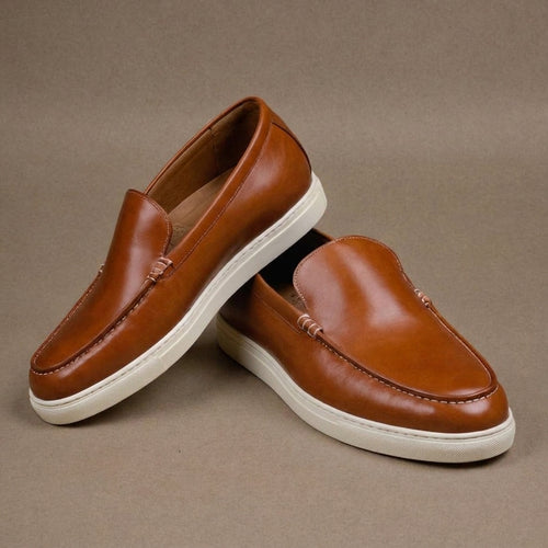 Tan Leather Magnus Slip On Sneakers