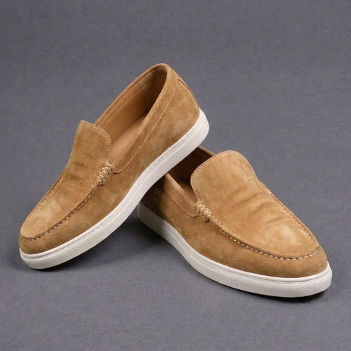 Tan Suede Leather Magnus Slip On Sneakers