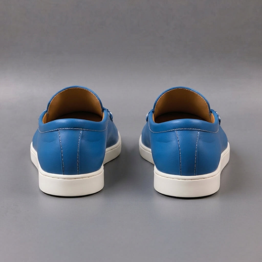 Blue Leather Magnus Slip On Sneakers