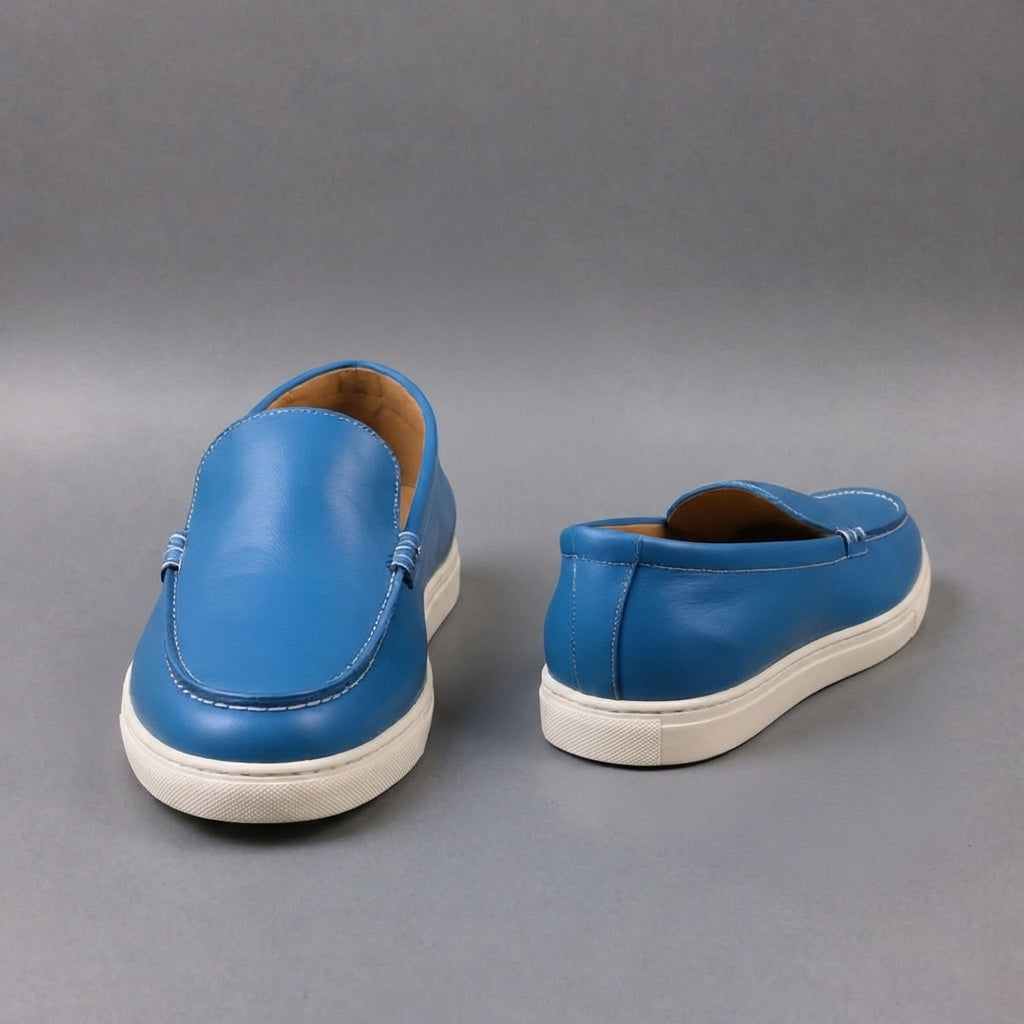 Blue Leather Magnus Slip On Sneakers